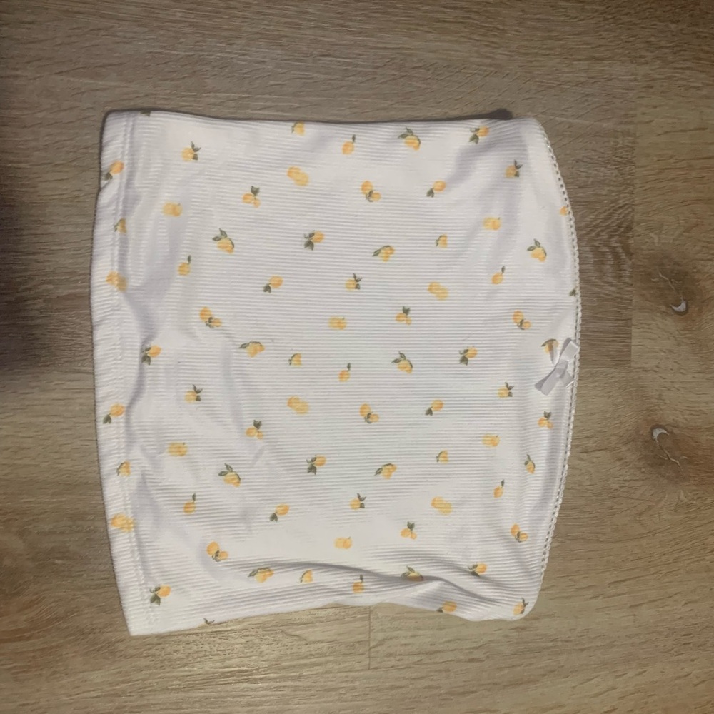White Tube Top with Lemon Print